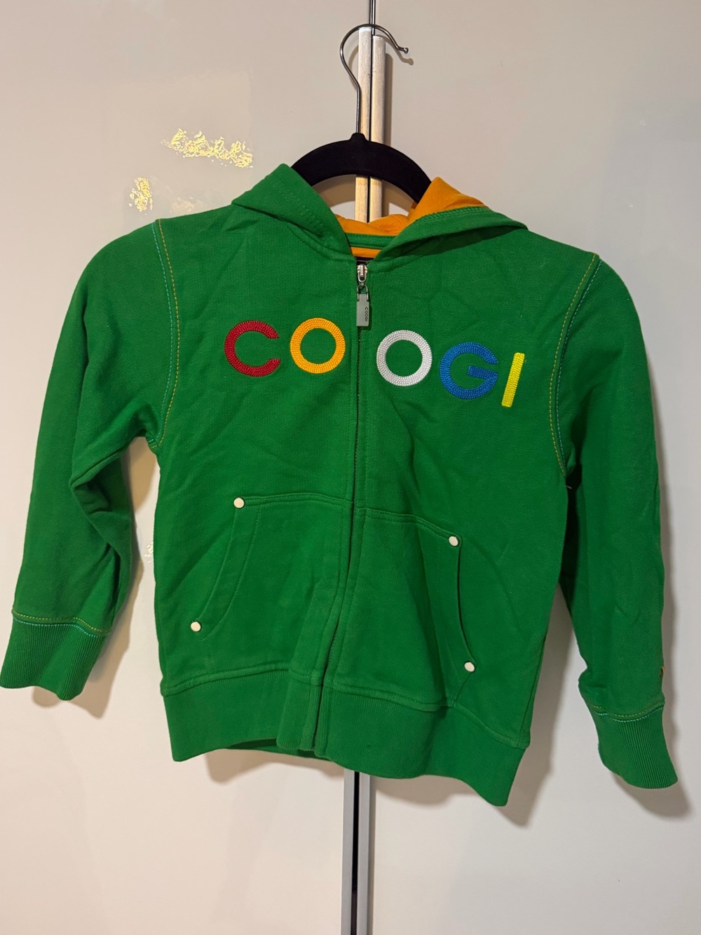 COOGI Green Zip Hoodie with Multicolor Logo